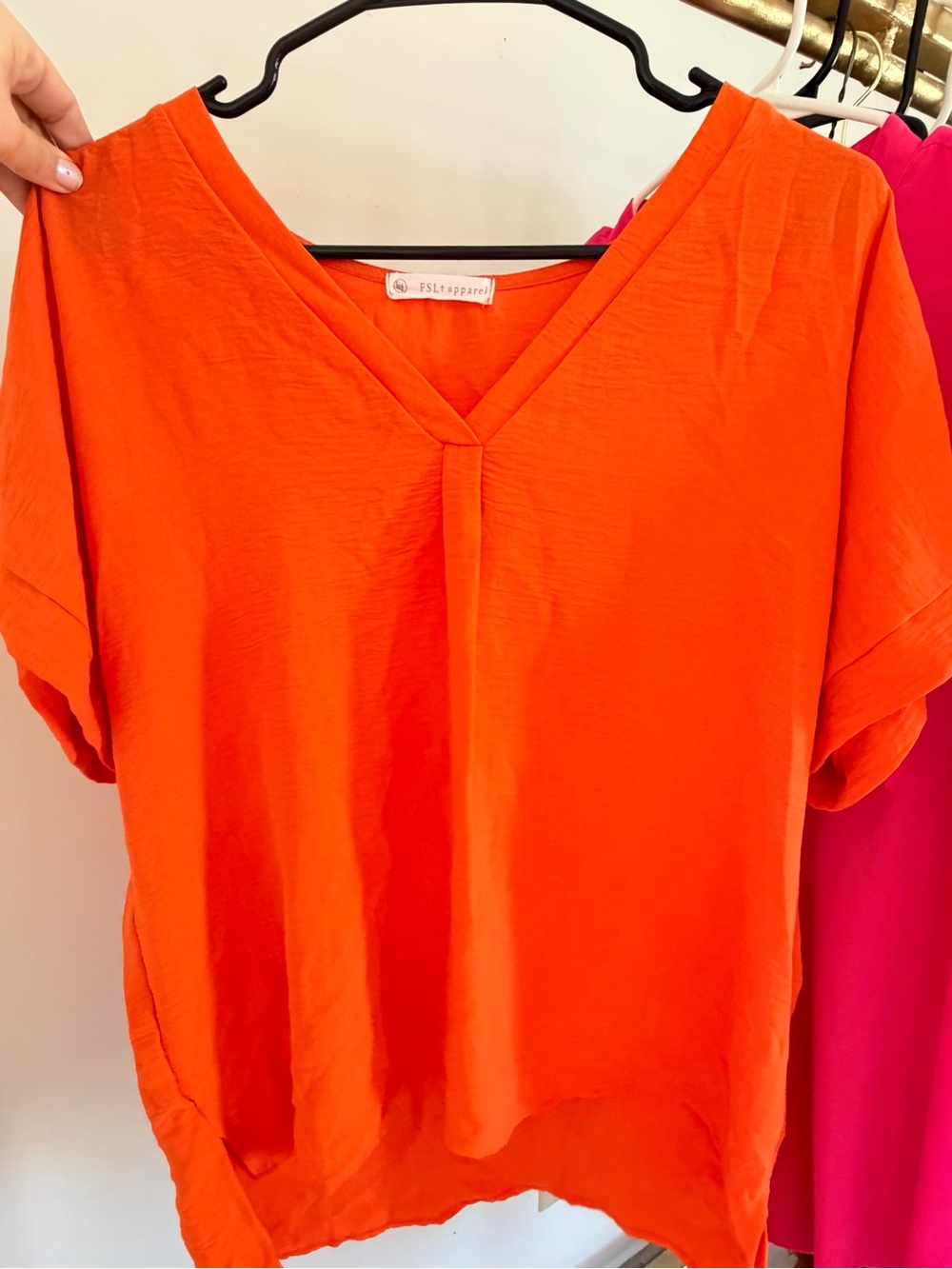 FSI Apparel Orange V-Neck Relaxed Blouse